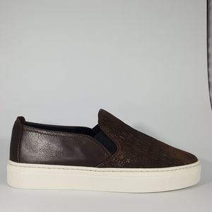 The Flexx Brown Crocodile Stamped Slip On Sneaker